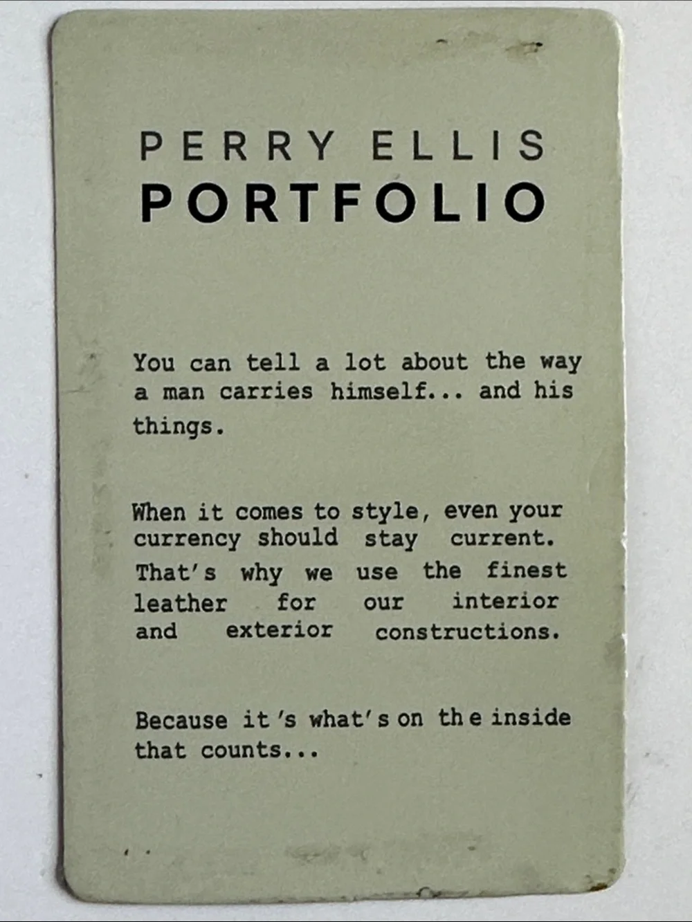 NWOT Perry Ellis Black Leather Tri-Fold Card & ID Holder
